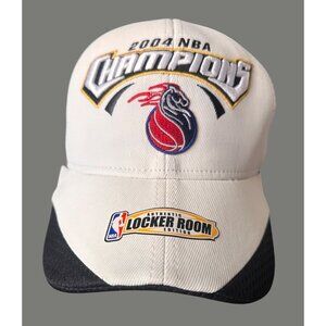 2004 NBA Champions Detroit Pistons Locker Room Hat Black & White Mesh Cap Reebok